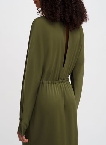Solid straight midi dress with open back FILIPPA K Green